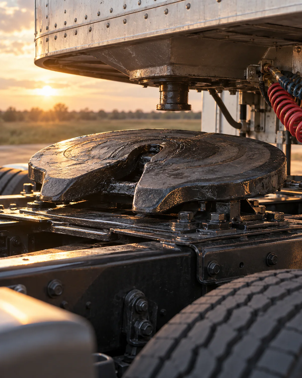 Maintained tractor fifth wheel and trailer connection used for commercial freight